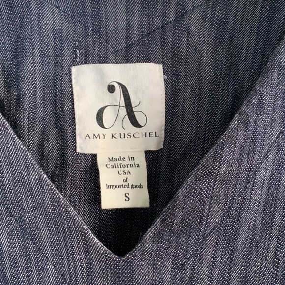 AMY KUSCHEL BLUE CHAMBRAY WEDGE DRESS- SZ Small - Picture 7 of 9